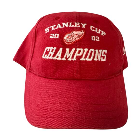 Vintage Y2K Stanley Cup Champions Detroit Redwings Hockey Men’s Hat Red White - Picture 1 of 5